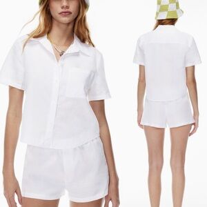 Aritzia Sunday Best White Button Down Aliza Shirt Blouse Size Small 100% Cotton